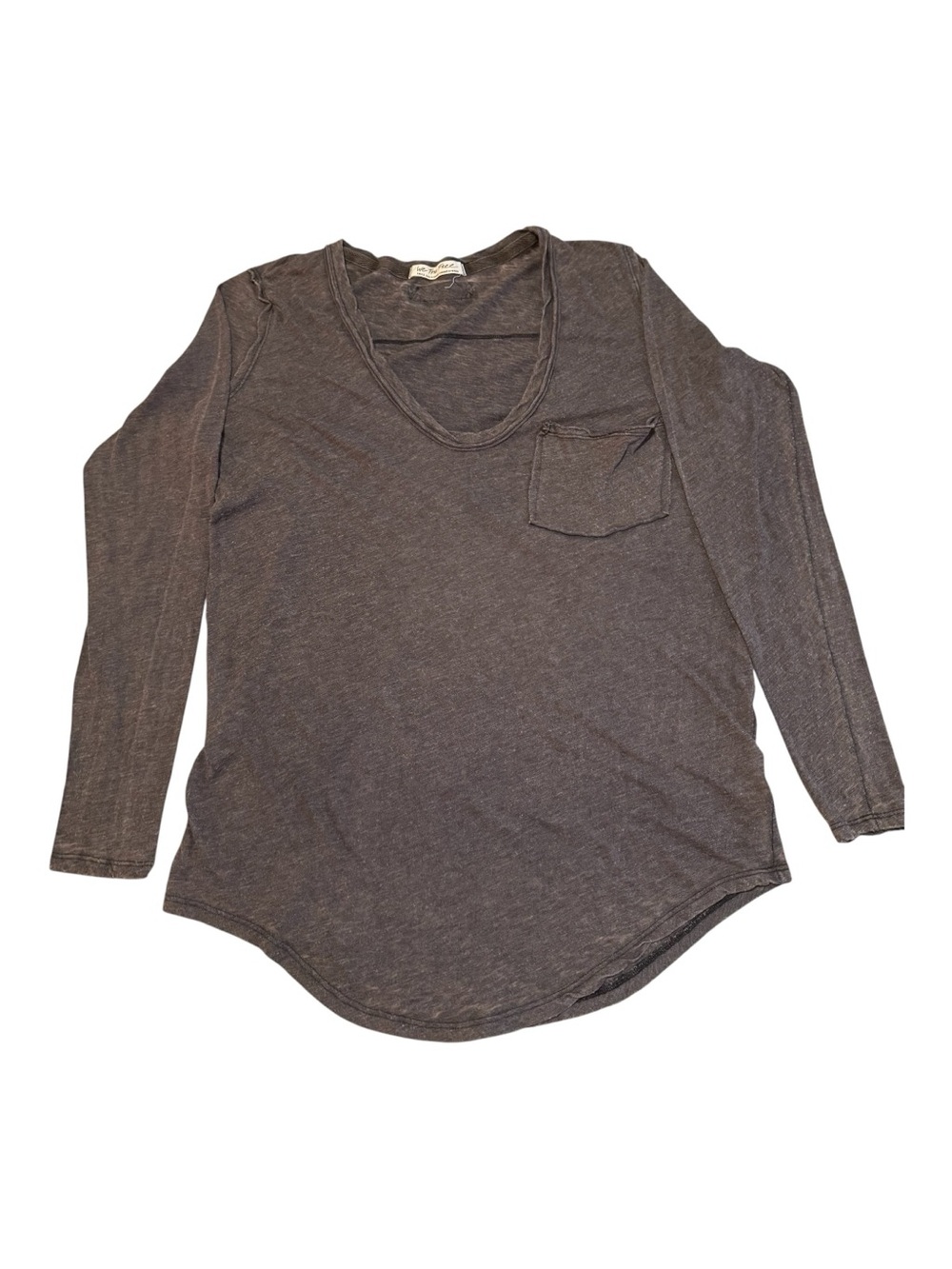 Free People Long-Sleeve Scoop Neck Tee - Charcoal Gray